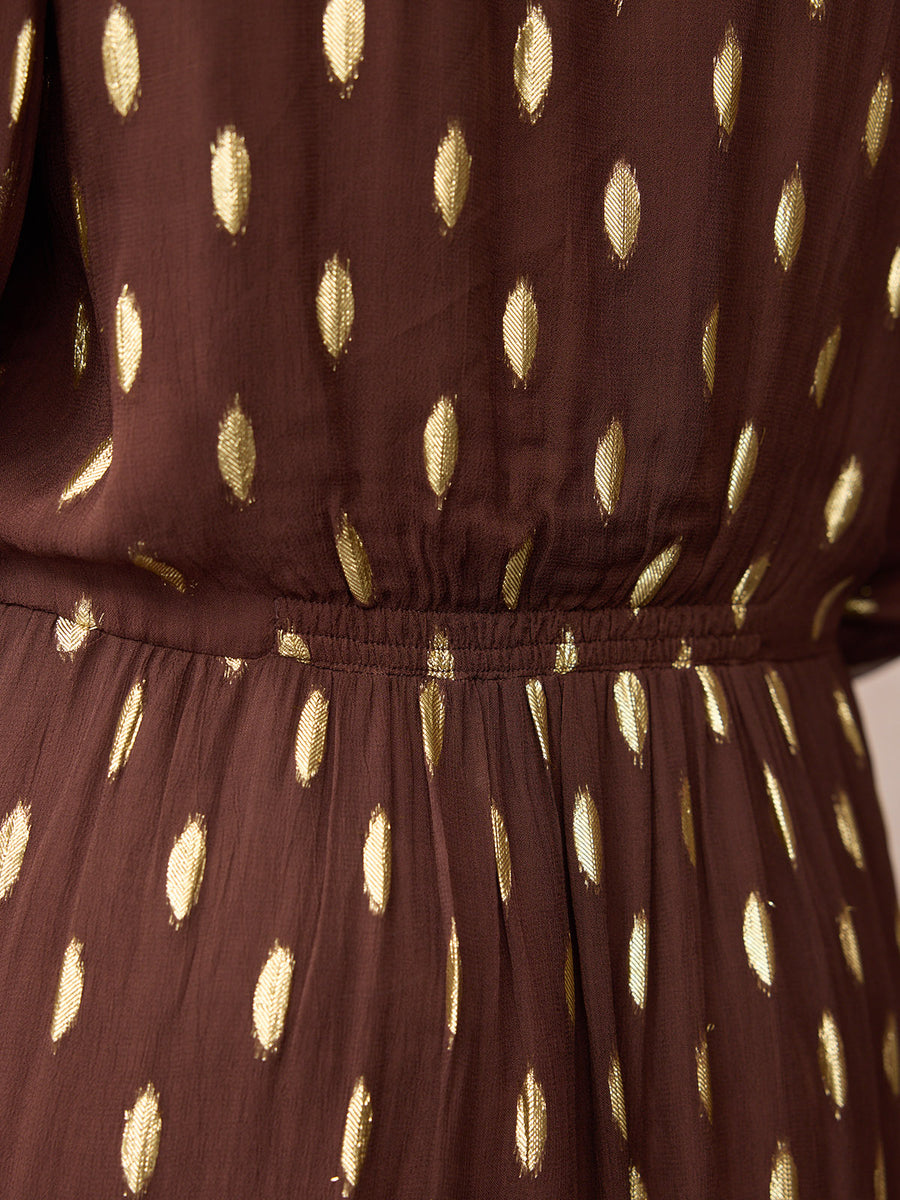 Minna Relaxed Lurex Dress - Chocolate & Gold