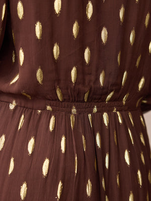 Minna Relaxed Lurex Dress - Chocolate & Gold