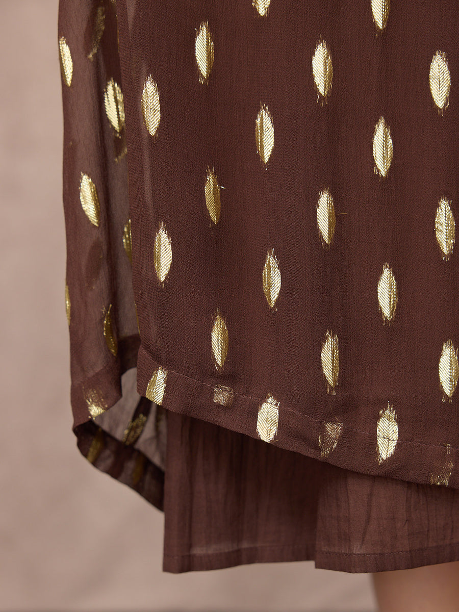 Minna Relaxed Lurex Dress - Chocolate & Gold