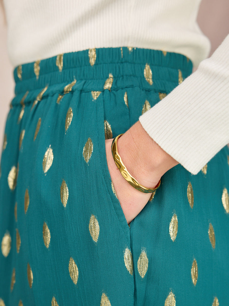 Stephanie Lurex Skirt - Teal & Gold
