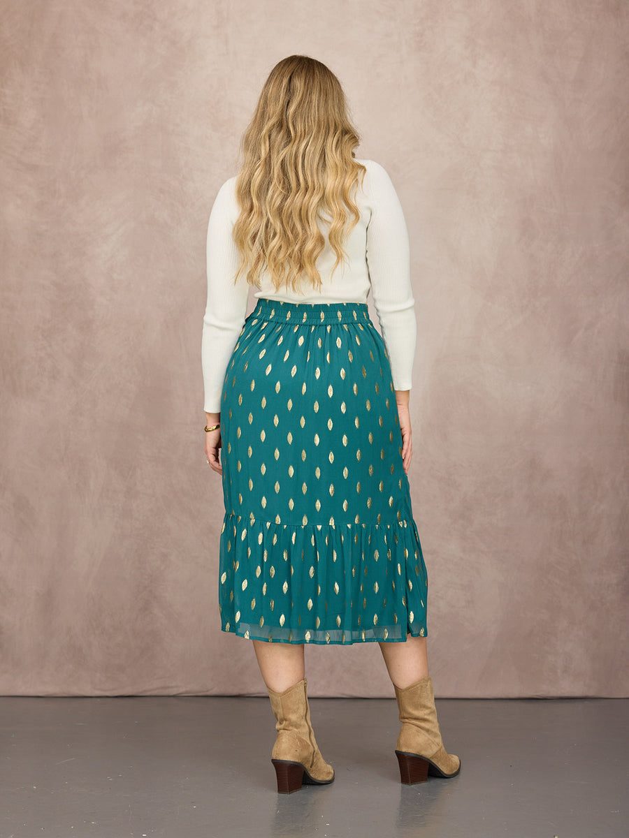 Stephanie Lurex Skirt - Teal & Gold