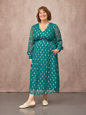 _0004_C26-Loulou-V-Neck-Long-Sleeve-Lurex-Dress-Teal-Gold-CUSTOMER-05.jpg