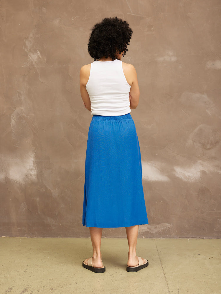 Julie Pocket Front Linen Skirt