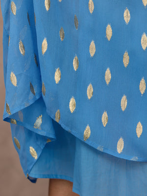Maddie Long Sleeve Lurex Dress - Blue