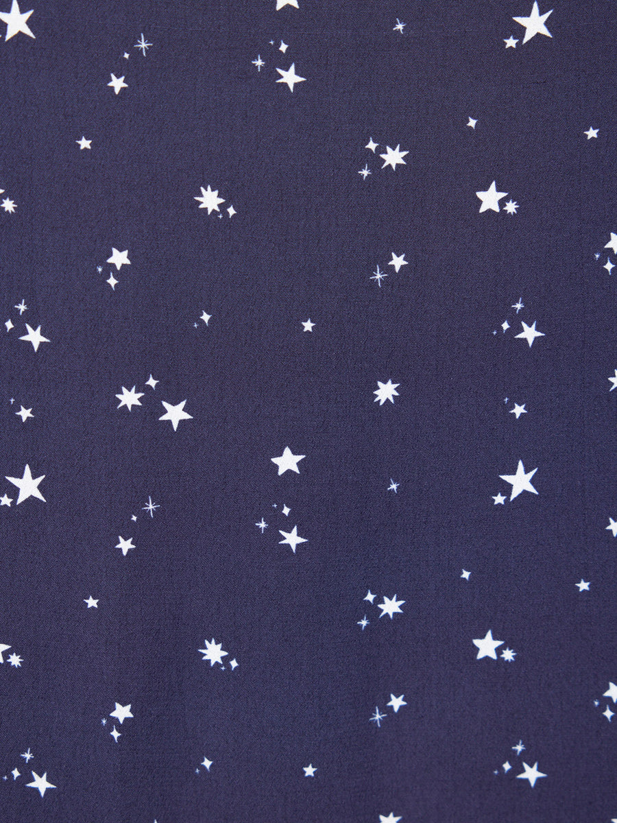 Jenny Shirred Bodice Dress - Navy Ditsy Star Print