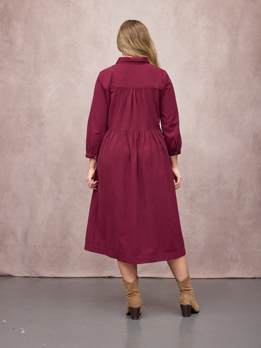 Daisie Shirt Dress - Burgundy