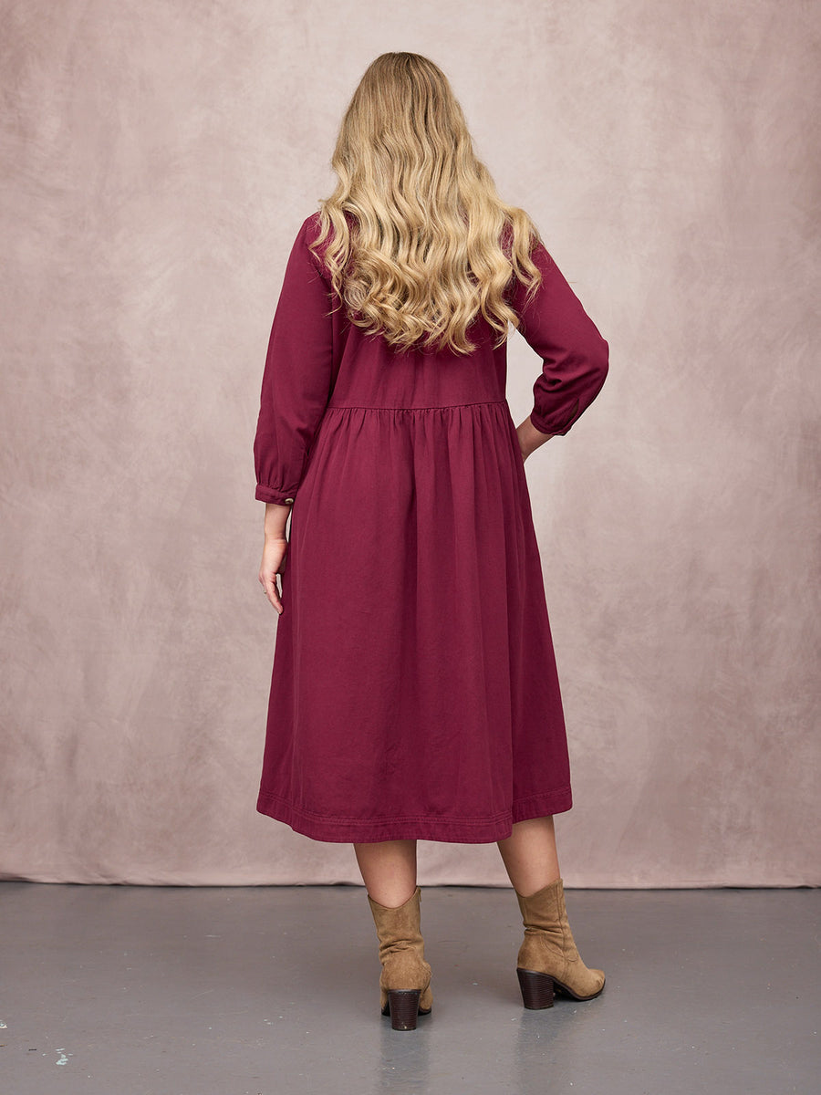 Daisie Shirt Dress - Burgundy