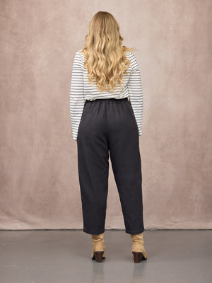 Pam Barrel Leg Trouser - Black