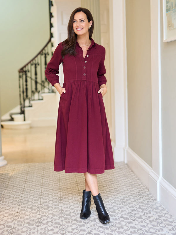 Daisie Shirt Dress - Burgundy