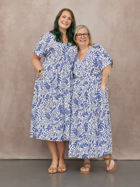 blue white dresses for women Fern Relaxed Dress