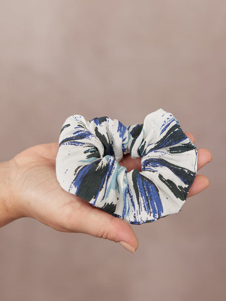 India - Hair Scrunchie - Navy Ikat