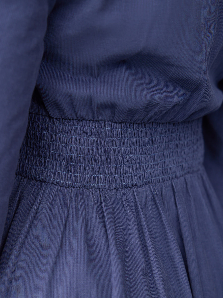 Maddie Long Sleeve Cord Dress - Blue