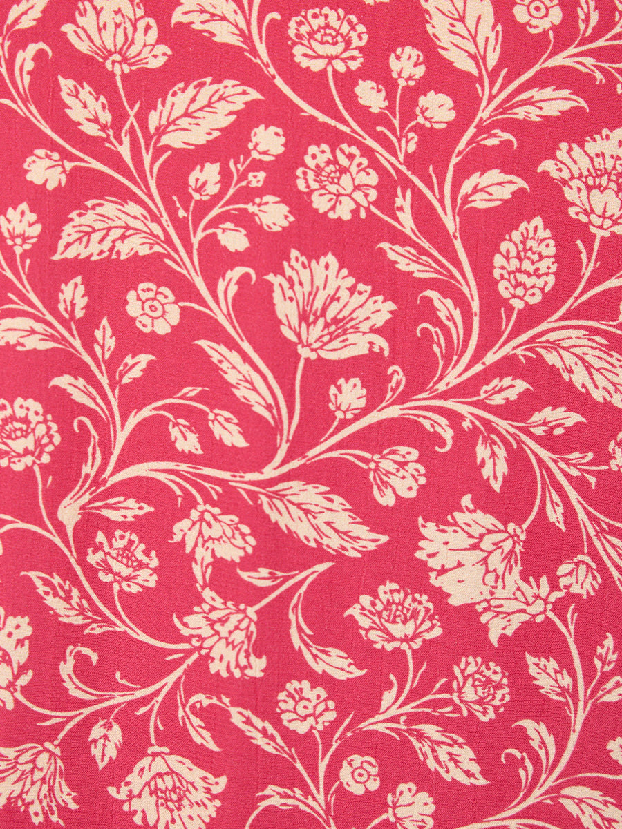 Jenny Shirred Bodice Dress - Pink Botanical Print