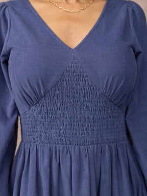 Maddie Long Sleeve Cord Dress - Blue