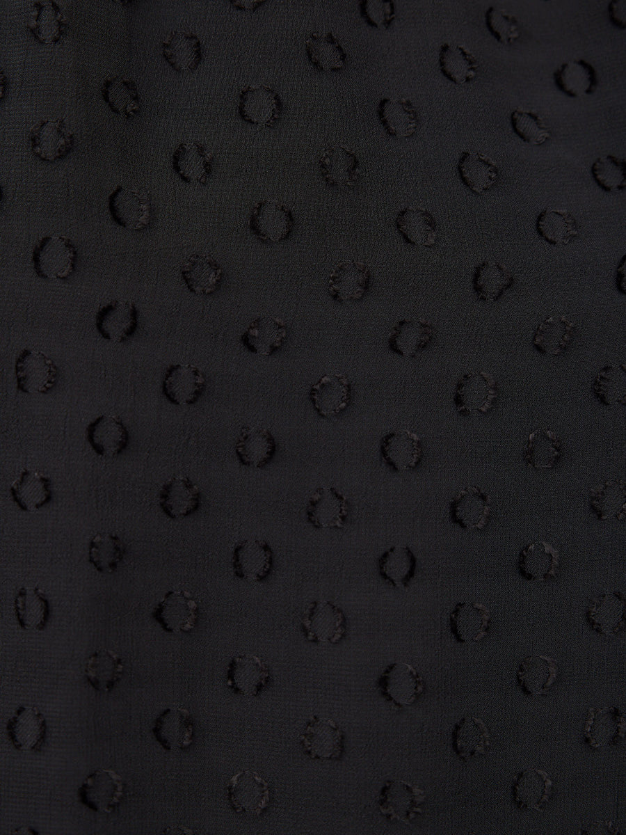 Jane Long Sleeve Georgette Spot Dress - Black