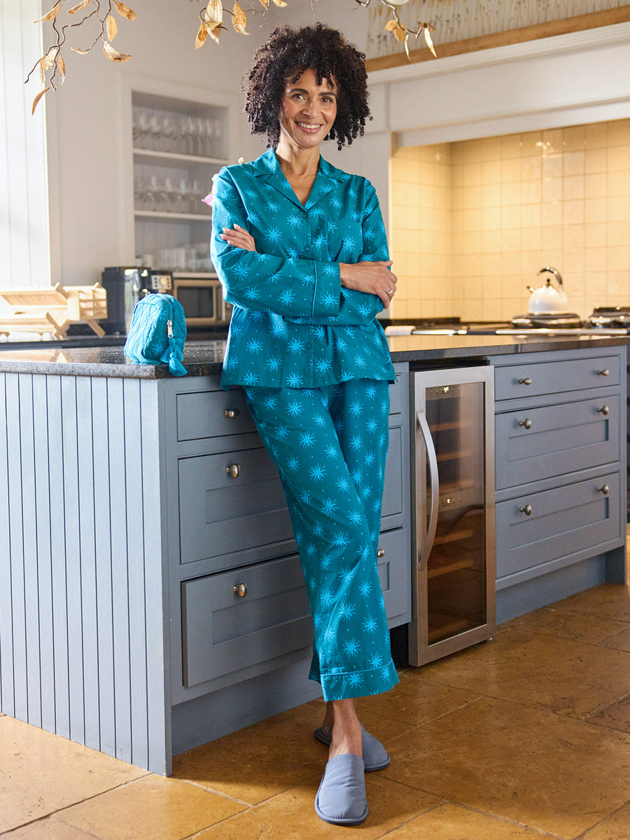 Rosie Cotton Poplin Pyjama - Blue Star Print