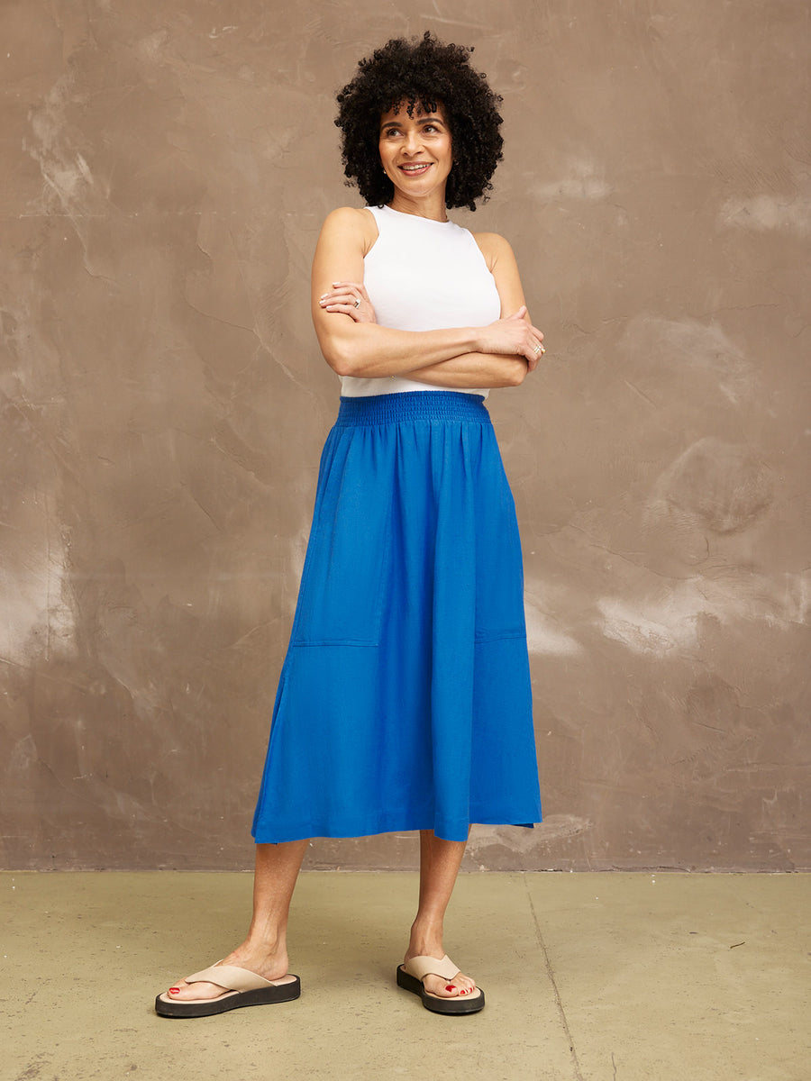 Julie Pocket Front Linen Skirt
