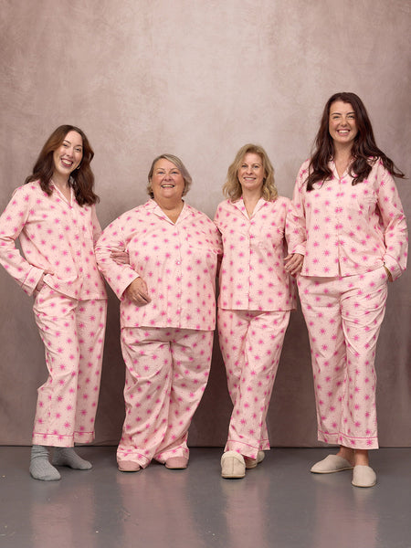 Rosie Cotton Poplin Pyjama - Pink Star Print