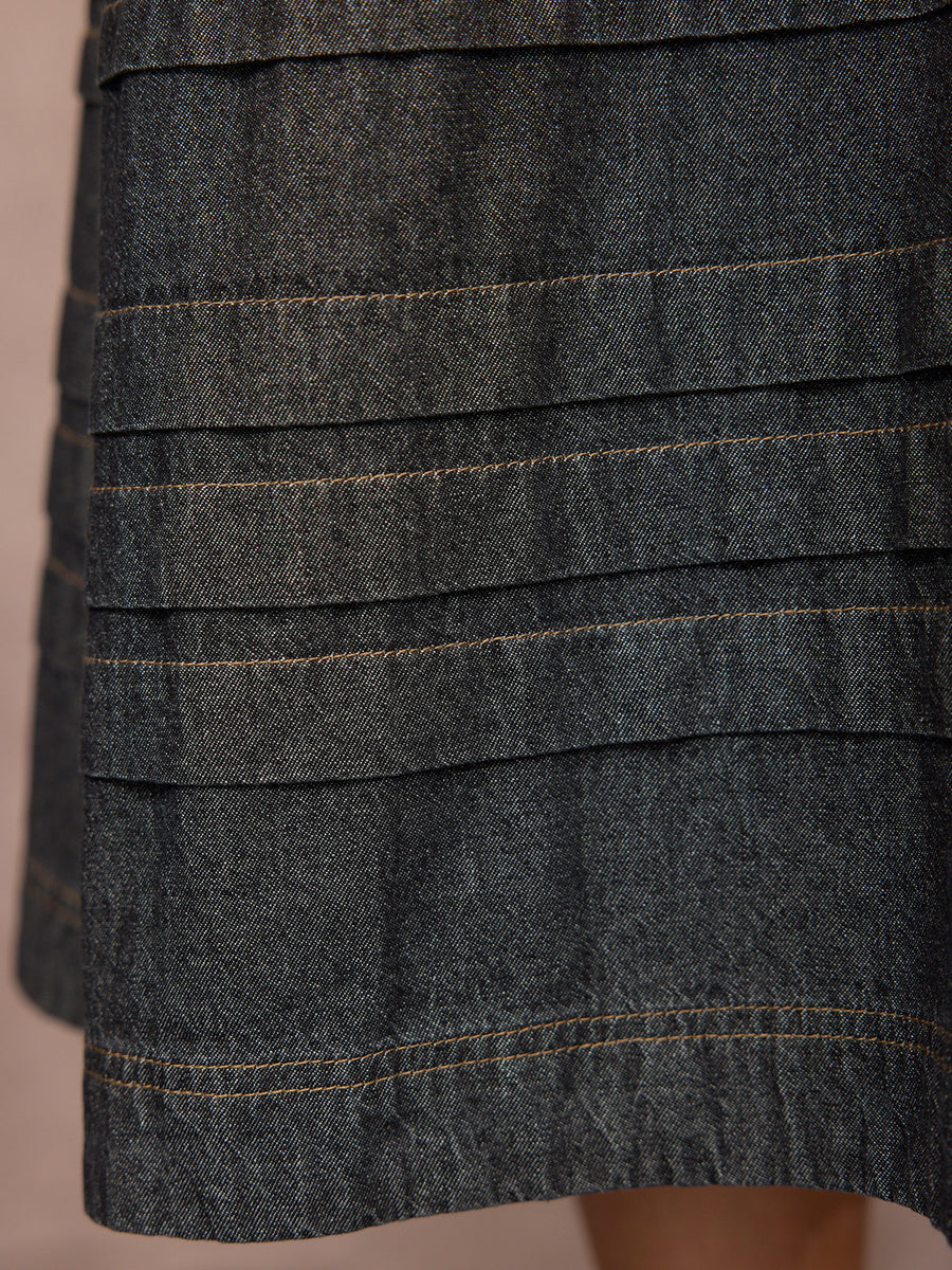 Lara Tuck Detail Denim Dress - Charcoal