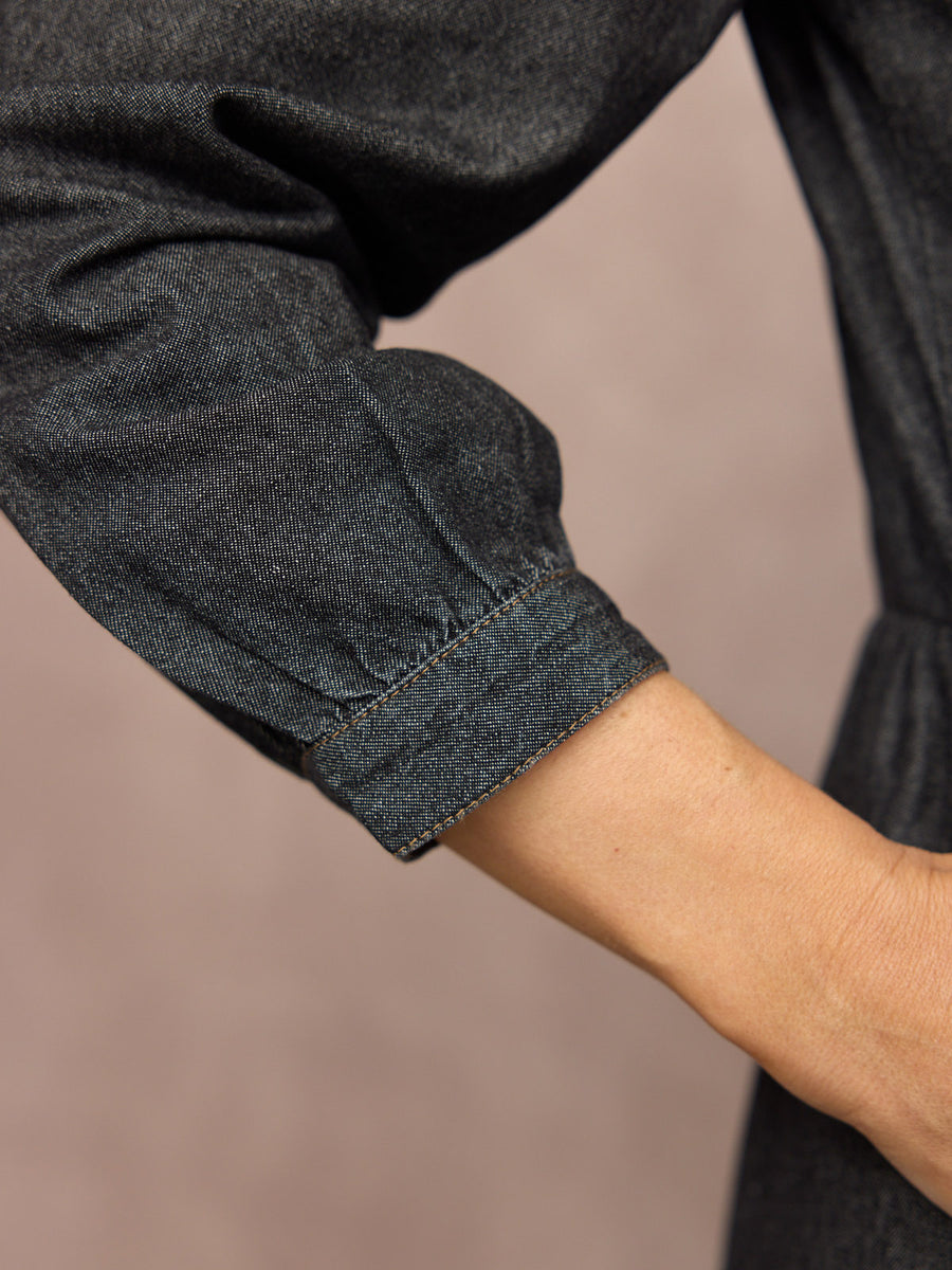 Lara Tuck Detail Denim Dress - Charcoal