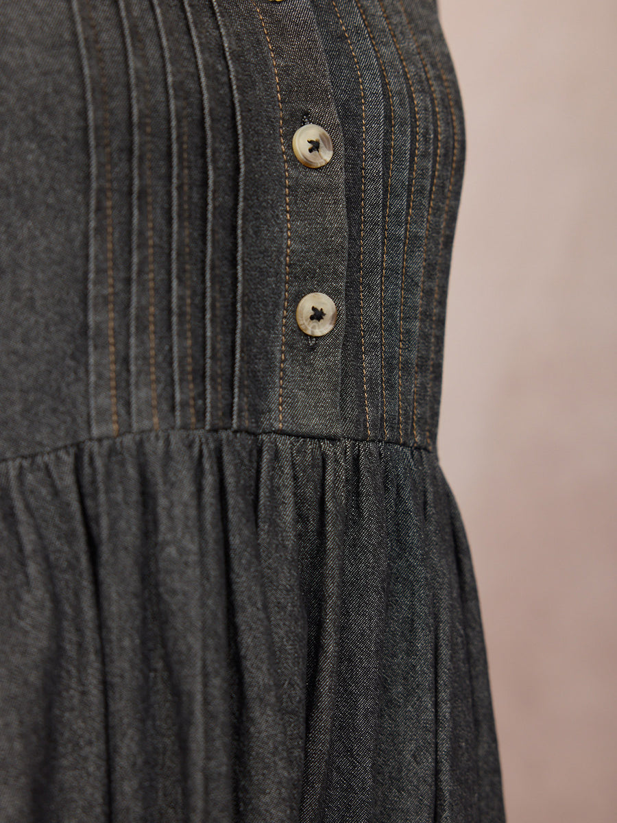 Lara Tuck Detail Denim Dress - Charcoal