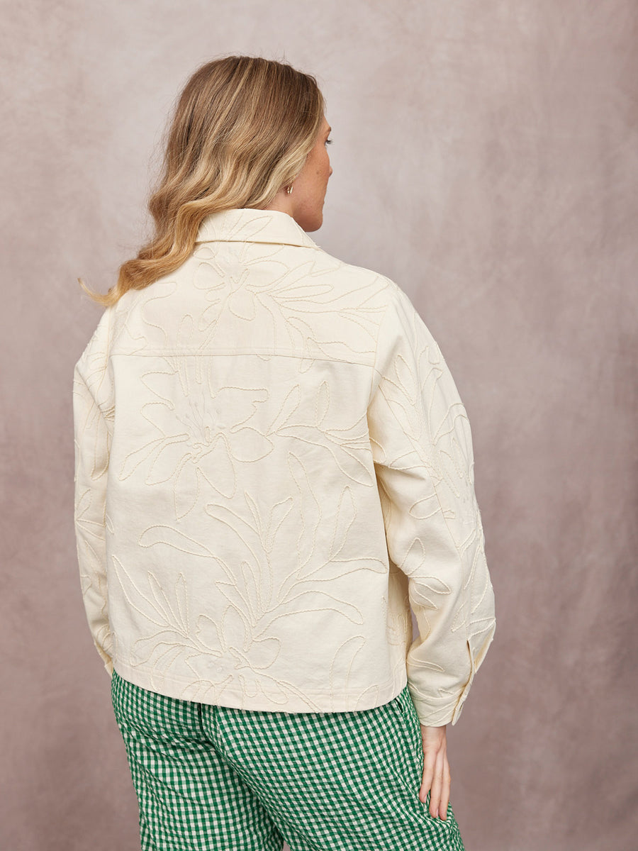 Lizzie Embroidered Summer Jacket - Cream