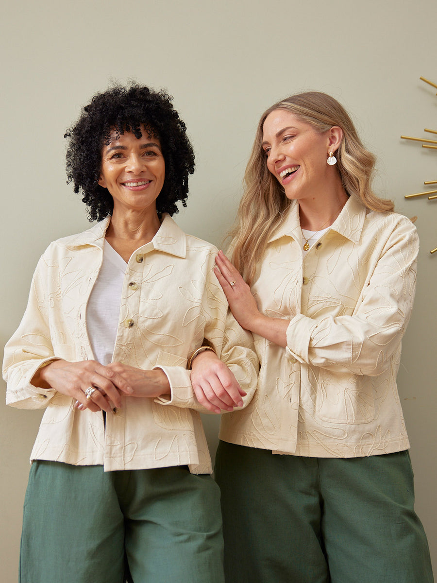 Lizzie Embroidered Summer Jacket - Cream