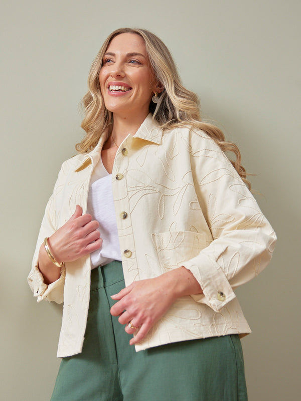Lizzie Embroidered Summer Jacket - Cream
