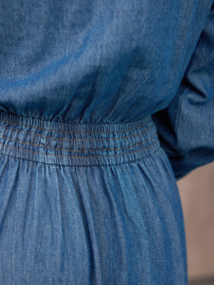 Dolly Embroidered Denim Dress - Blue