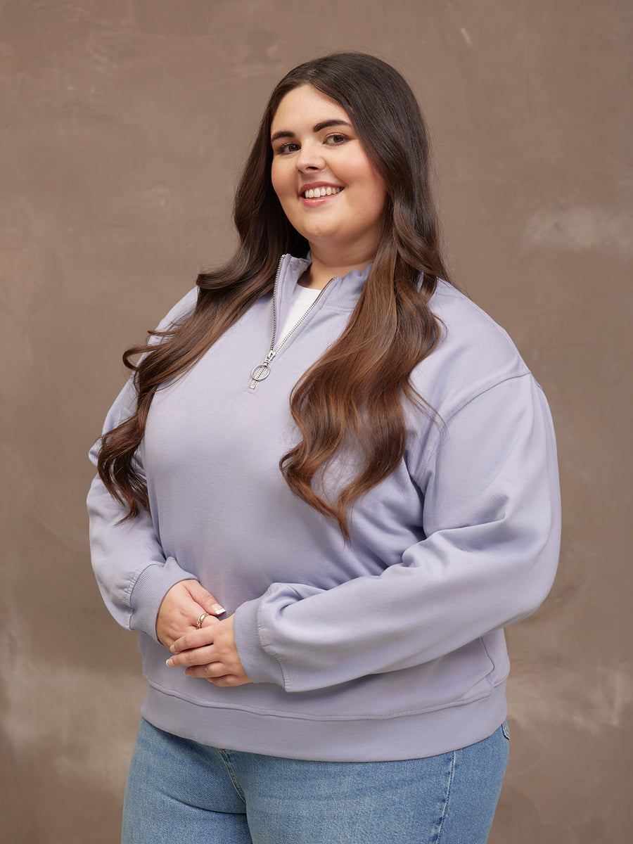 Evie Zip Sweatshirt - Lilac