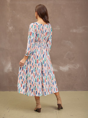 Vera Midi Dress - Brushstroke