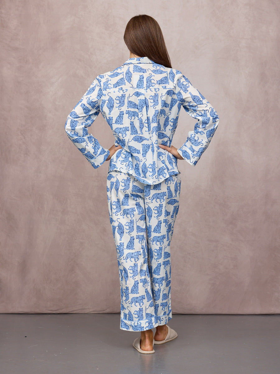 Rosie Cotton Poplin Pyjama - Tiger Print