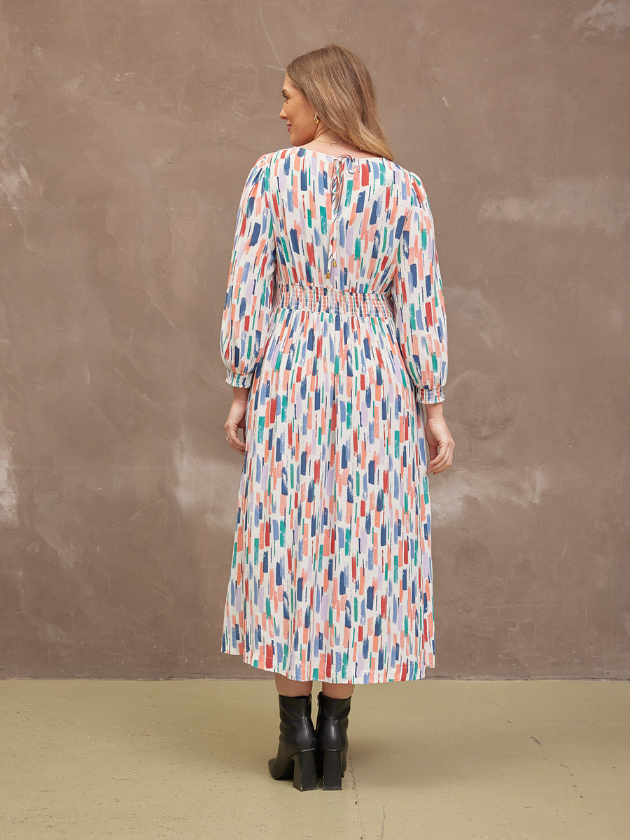 Vera Midi Dress - Brushstroke
