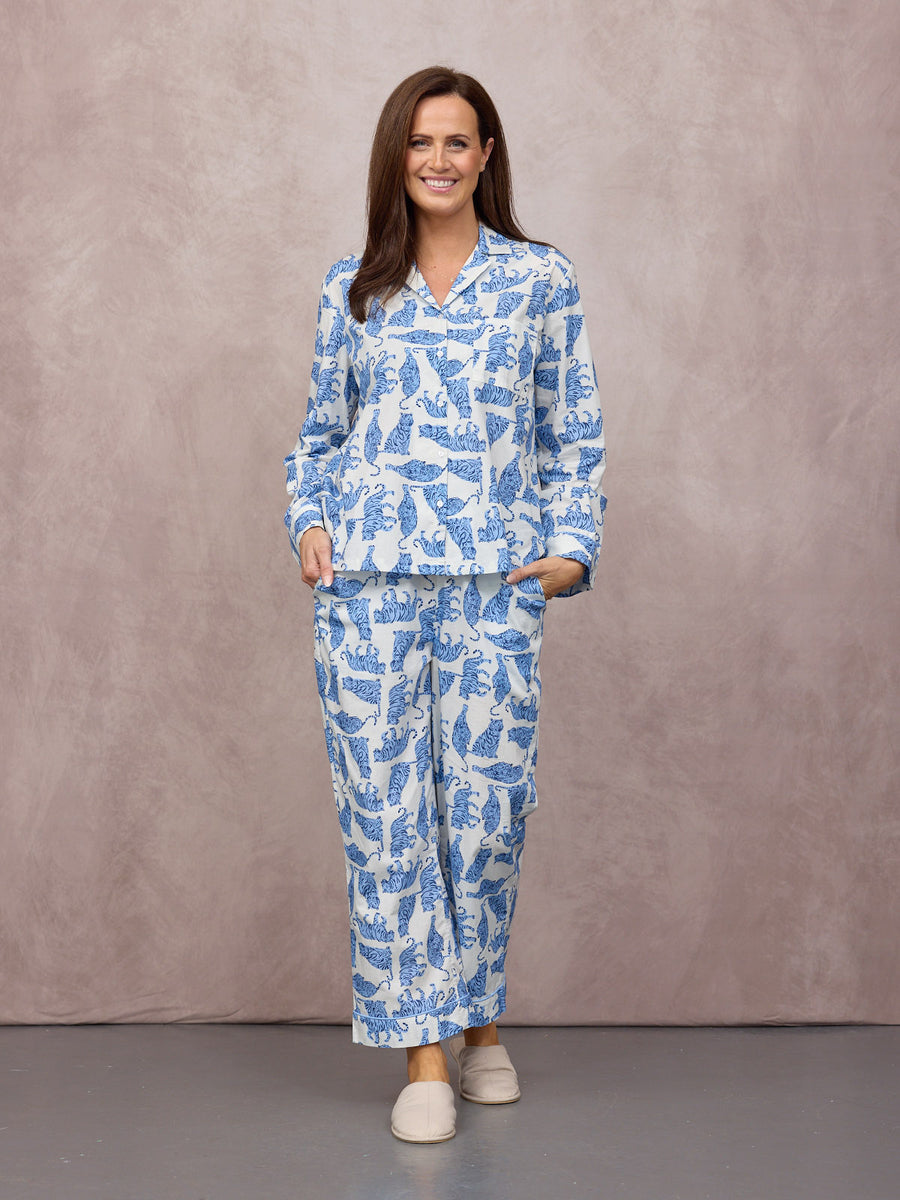 Rosie Cotton Poplin Pyjama - Tiger Print