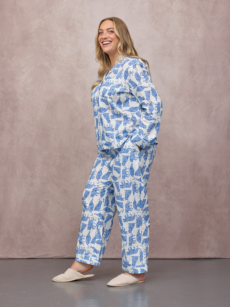 Rosie Cotton Poplin Pyjama - Tiger Print