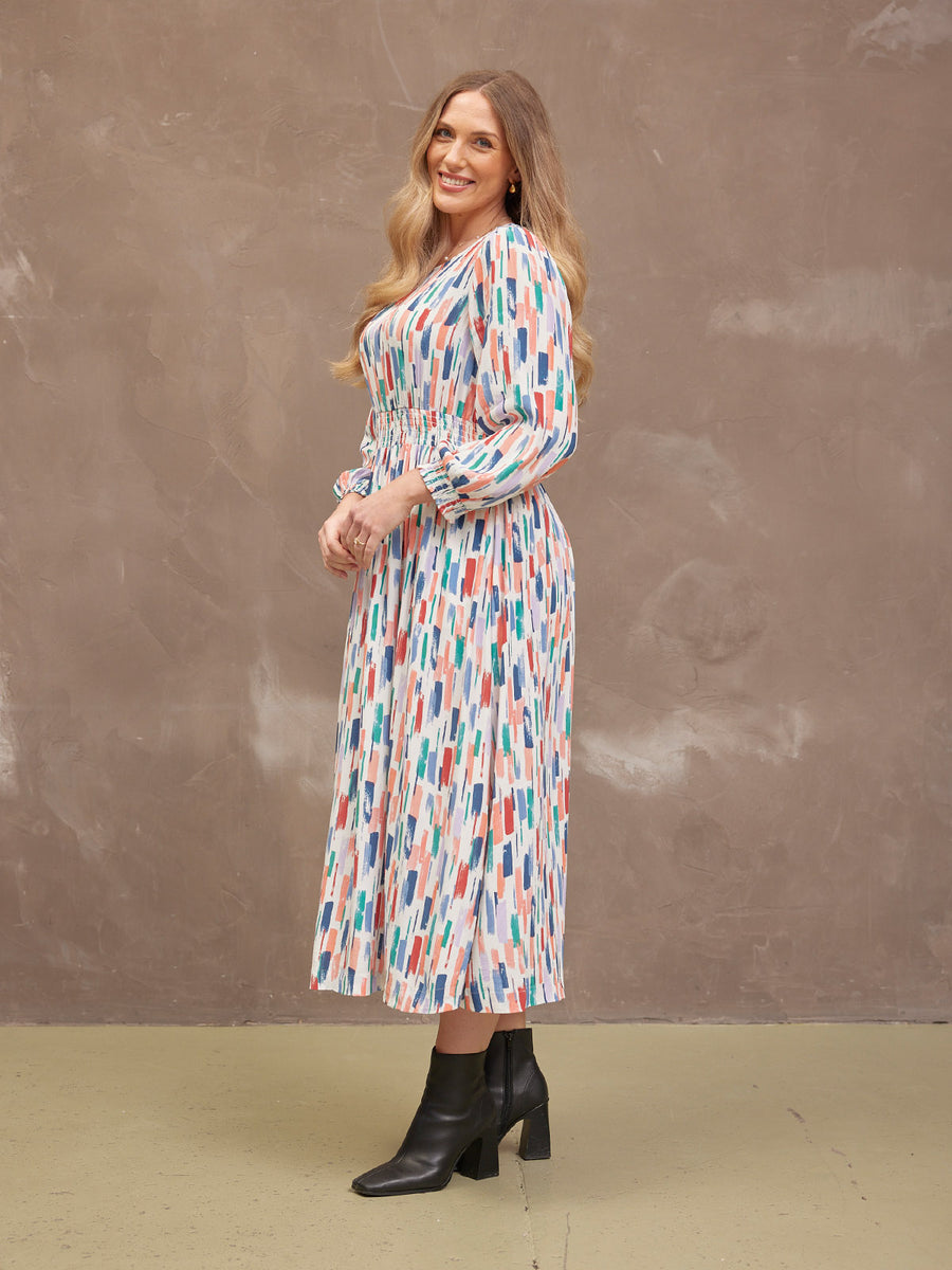 Vera Midi Dress - Brushstroke