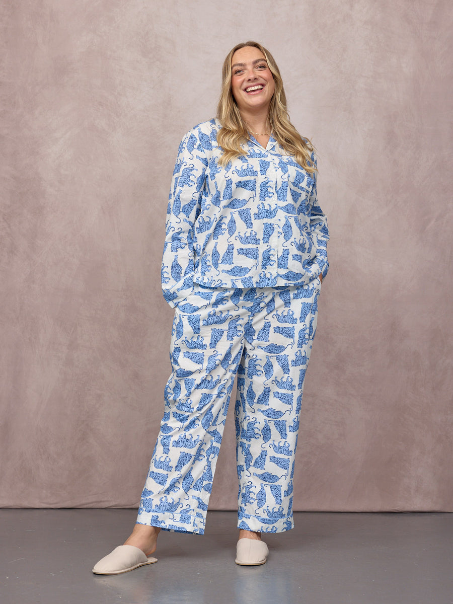 Rosie Cotton Poplin Pyjama - Tiger Print