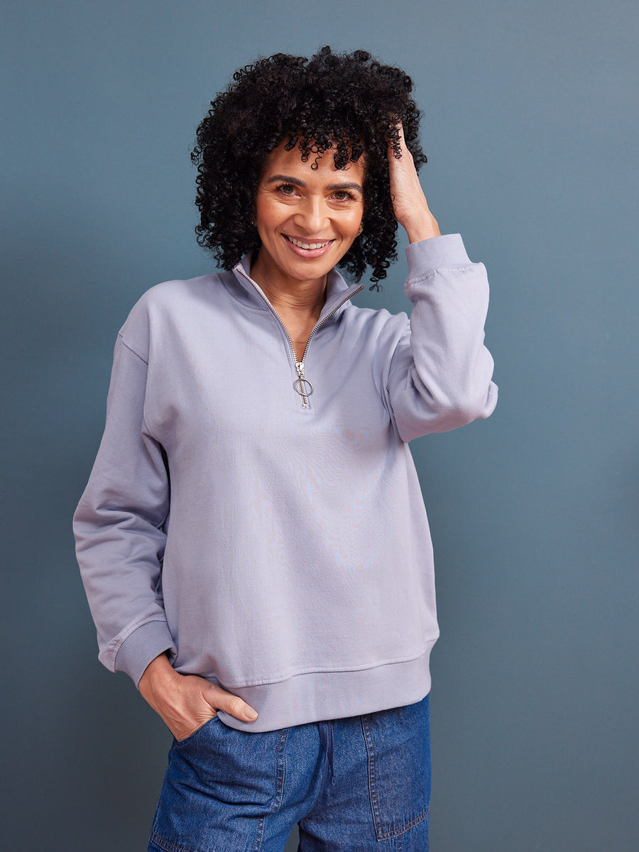 Evie Zip Sweatshirt - Lilac