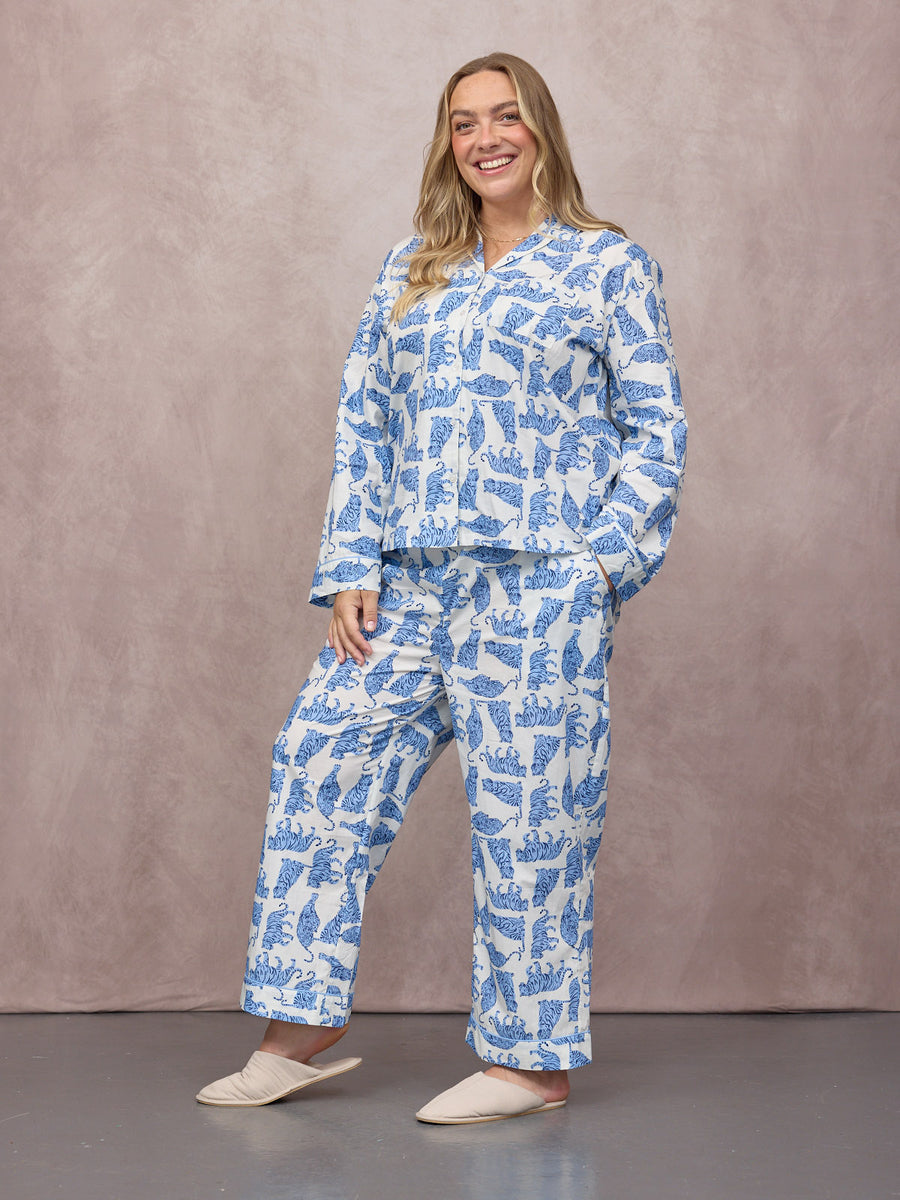 Rosie Cotton Poplin Pyjama - Tiger Print