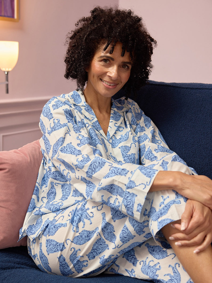 Rosie Cotton Poplin Pyjama - Tiger Print
