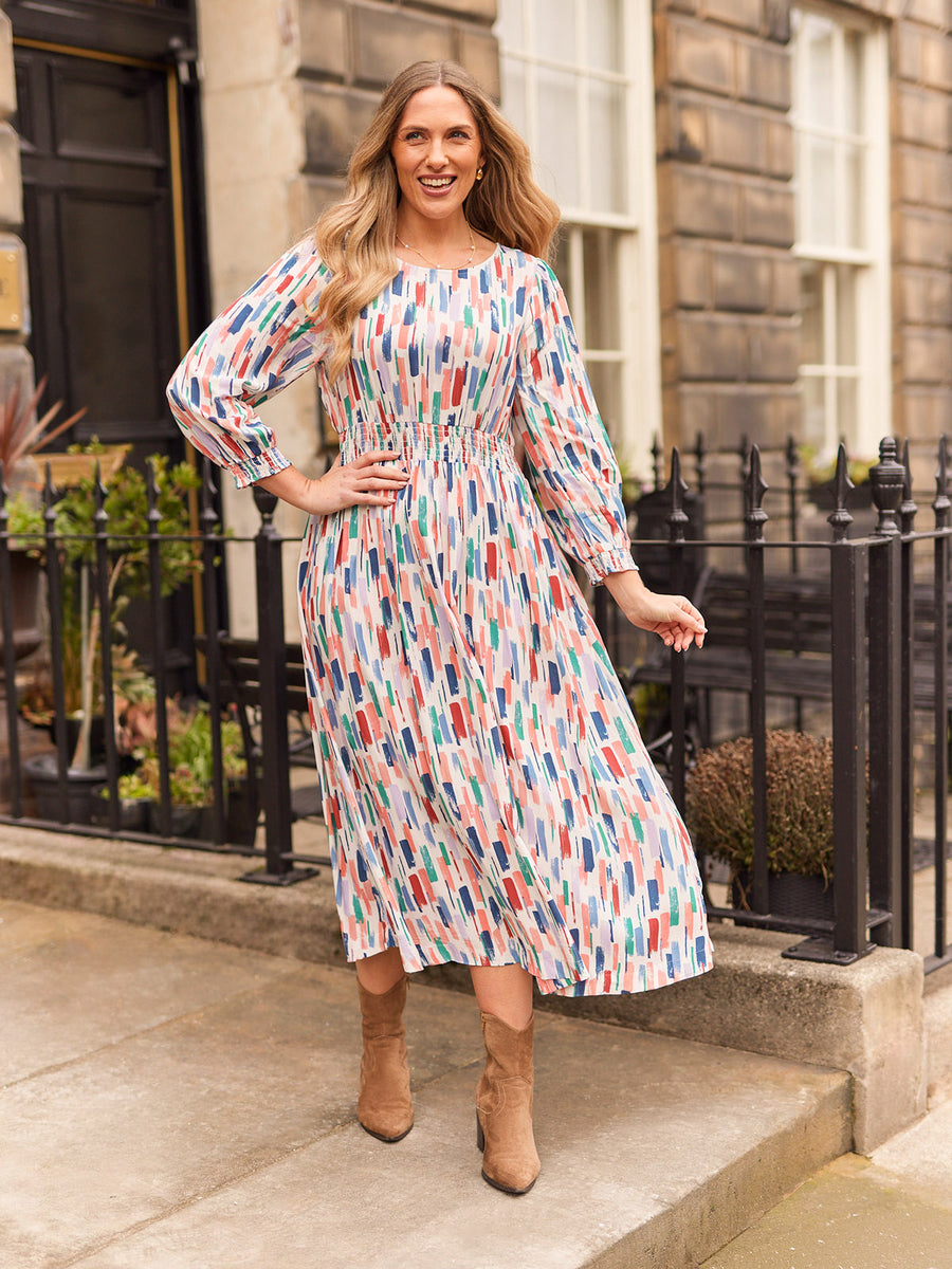 Vera Midi Dress - Brushstroke