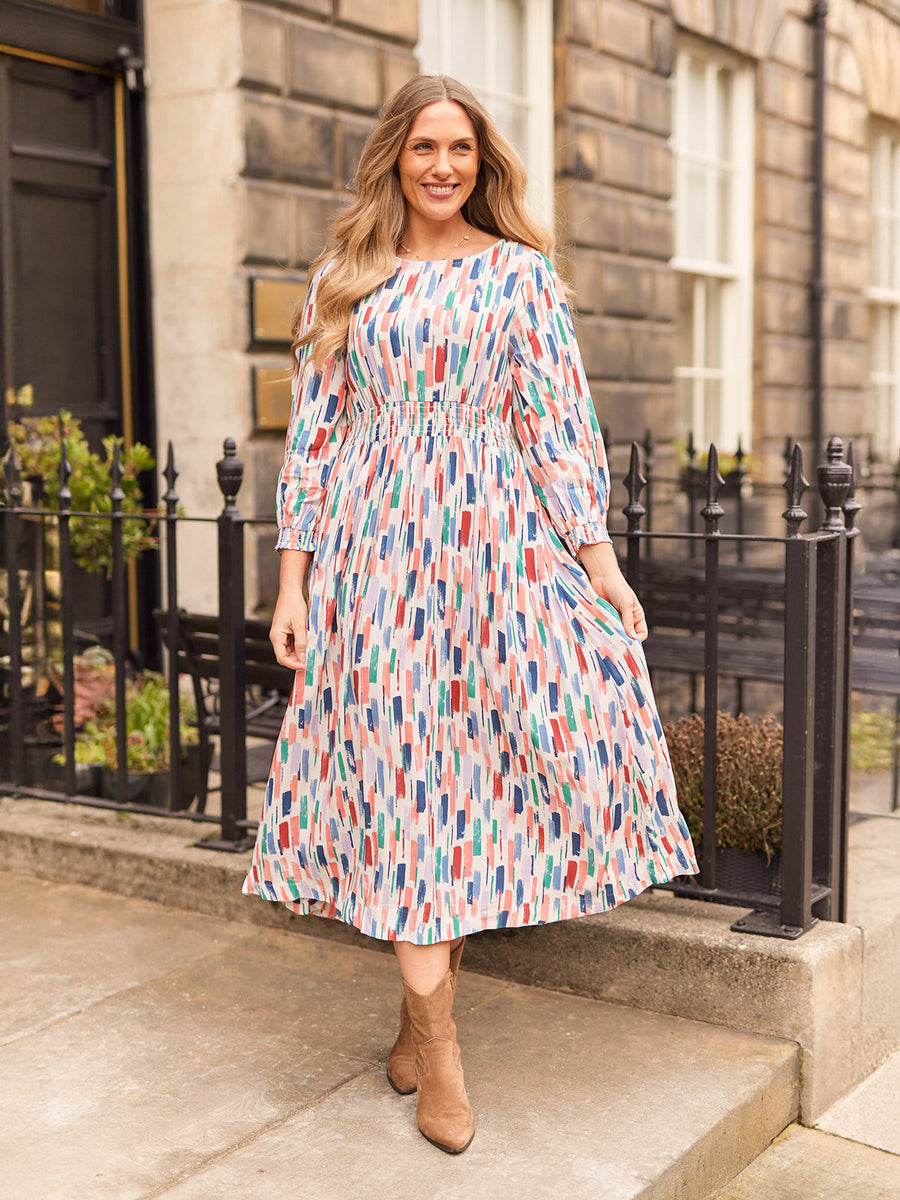 Vera Midi Dress - Brushstroke