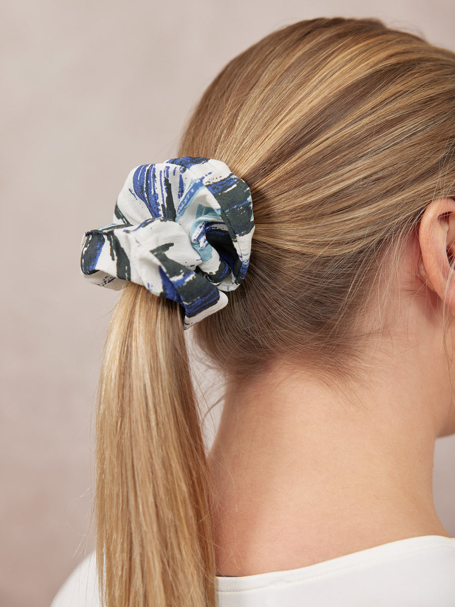 India - Hair Scrunchie - Navy Ikat