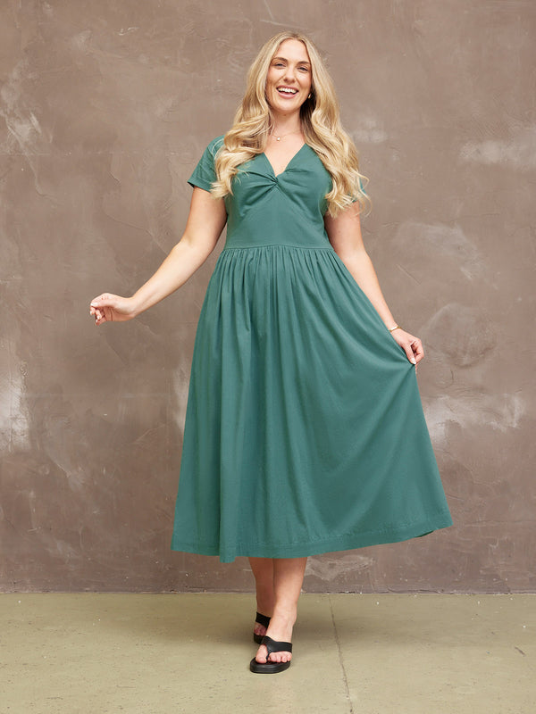 Claudia Green Knot Dress