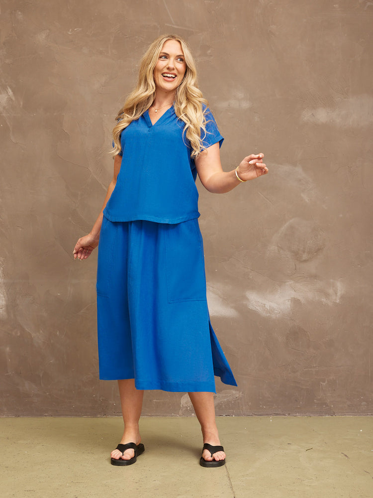 Julie Pocket Front Linen Skirt