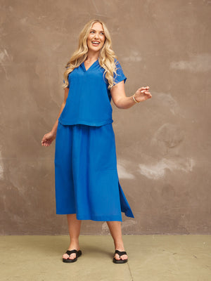 Julie Pocket Front Linen Skirt