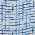 Maddie V-Neck Long Sleeve Dress - Geometric Blue & White Print