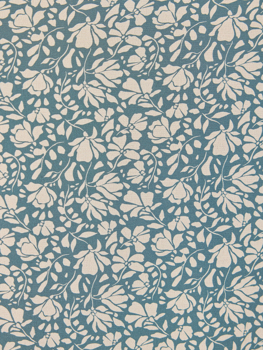 Maddie Long Sleeve V-Neck Dress - Teal Leaf Print