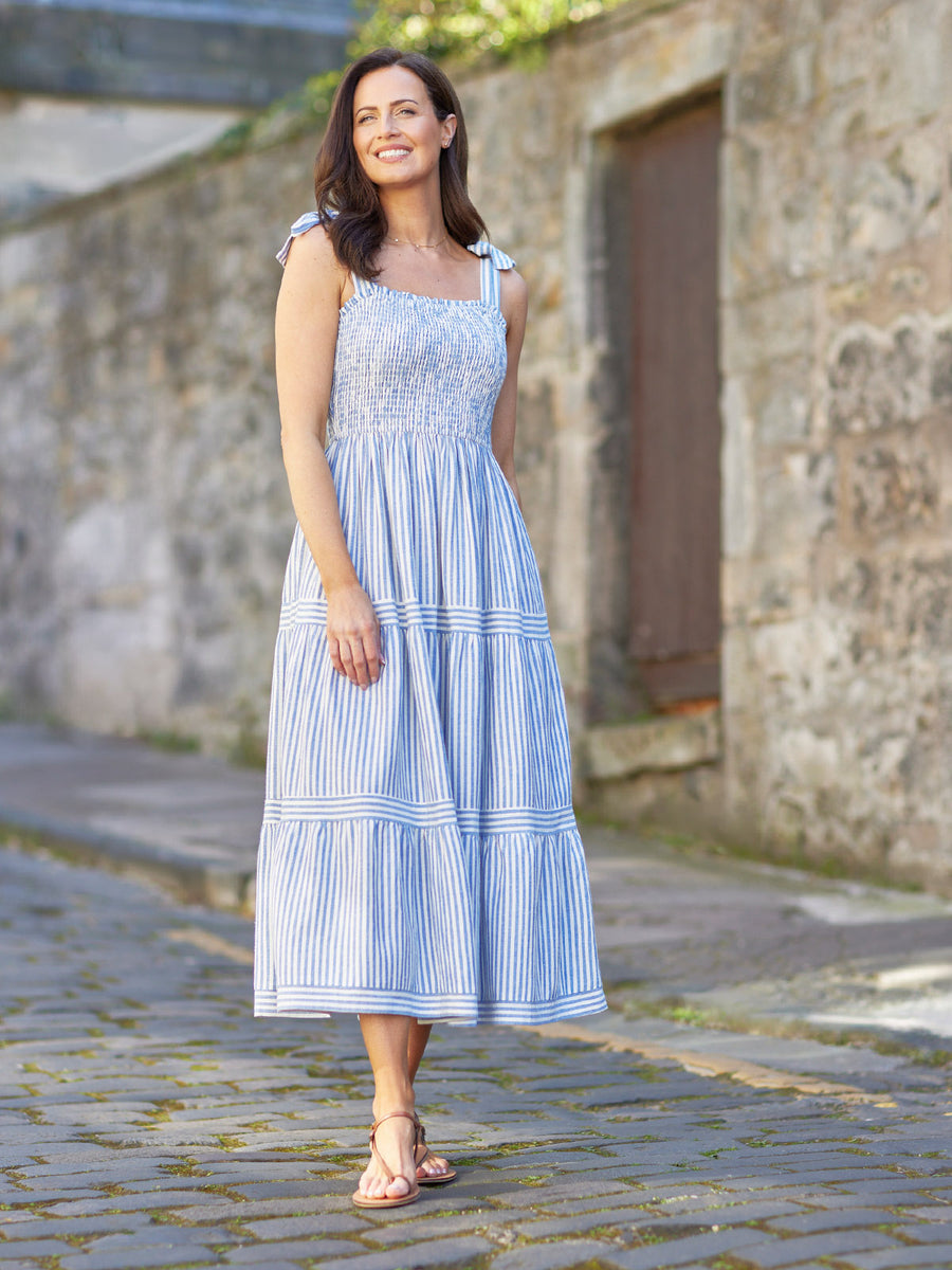 anne klein white and blue stripes bow dress Nova Slip Dress