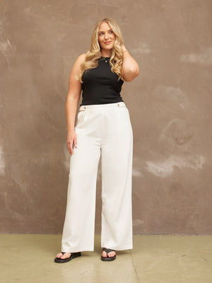 Heather Button Front Trouser